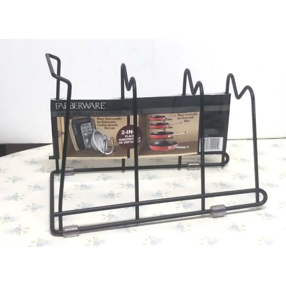 NEW Farberware Kitchen Organizing Rack Bakeware Pans Pot Lids Cutting Board etc